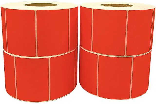 Main image of Thermal Transfer Labels (4 x 3) - Multipurpose Labels for Shipping and Business - 3" Core Compatible w/Industrial Printers - 2000 Labels/Roll (4 Rolls) (Red)
