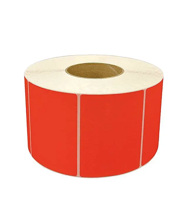 Alt view image 2 of 2 - Thermal Transfer Labels (4 x 3) - Multipurpose Labels for Shipping and Business - 3" Core Compatible w/Industrial Printers - 2000 Labels/Roll (4 Rolls) (Red)