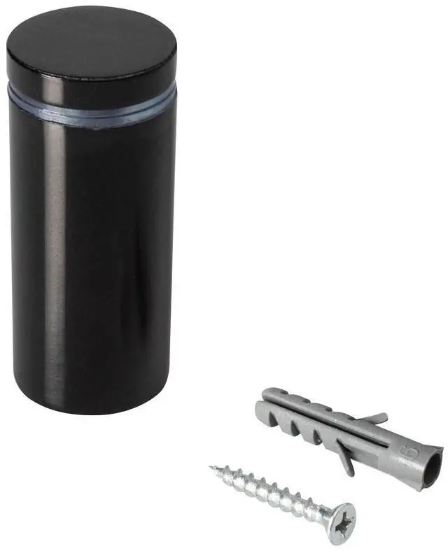 Main image of Sign Standoff 1" Diameter x 2" Barrel Length Black Aluminum Eco Series Easy Fasten Standoff Pack of 20
