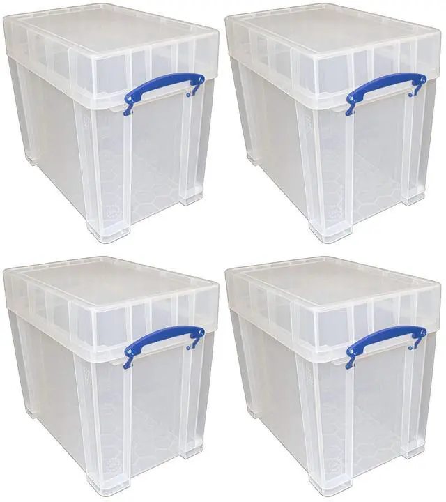 Main image of 19 Liters Transparent Storage Container with Snap Lid and Clip Lock Handle for Lidded Home and Item Storage Bin, 4 Pack