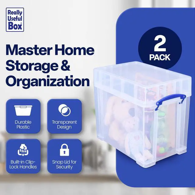 Alt view image 4 of 7 - 19 Liters Transparent Storage Container with Snap Lid and Clip Lock Handle for Lidded Home and Item Storage Bin, 4 Pack