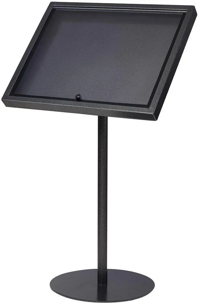 Main image of Metal Enclosed Bulletin Menu Board Black with Gray Pattern 4X(8.5x11) Inches Menu Holder Floor Standing Pedestal Advertising Display with Cover