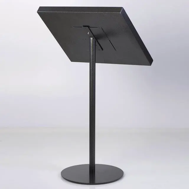 Alt view image 5 of 7 - Metal Enclosed Bulletin Menu Board Black with Gray Pattern 4X(8.5x11) Inches Menu Holder Floor Standing Pedestal Advertising Display with Cover
