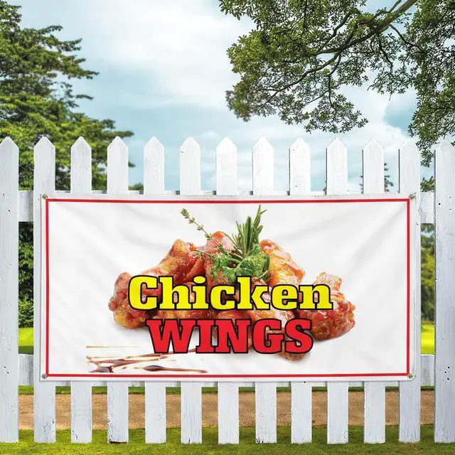Alt view image 5 of 6 - Vinyl Banner Multiple Sizes Chicken Wings Restaurant Cafe Bar A Restaurant & Food Outdoor Weatherproof Industrial Yard Signs Brown 10 Grommets 60x144Inches