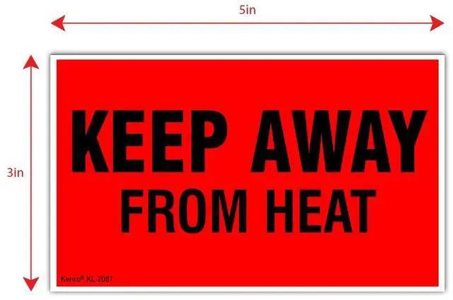 Main image of 3" X 5" Keep Away from Heat Fluorescent Shipping Label Stickers for Shipping and Packing - 500 Labels Per Roll (10 Pack)