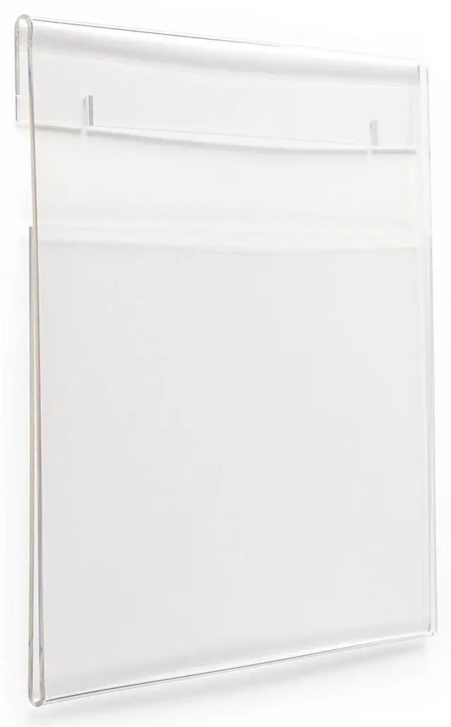 Alt view image 2 of 5 - Clear Acrylic Wall Mounted Frame For Displaying 14 x 11-Inch Signs, Horizontal Display, Frameless Fold-over Design, Slide-in, Side-loading - Sold In A Set Of 10