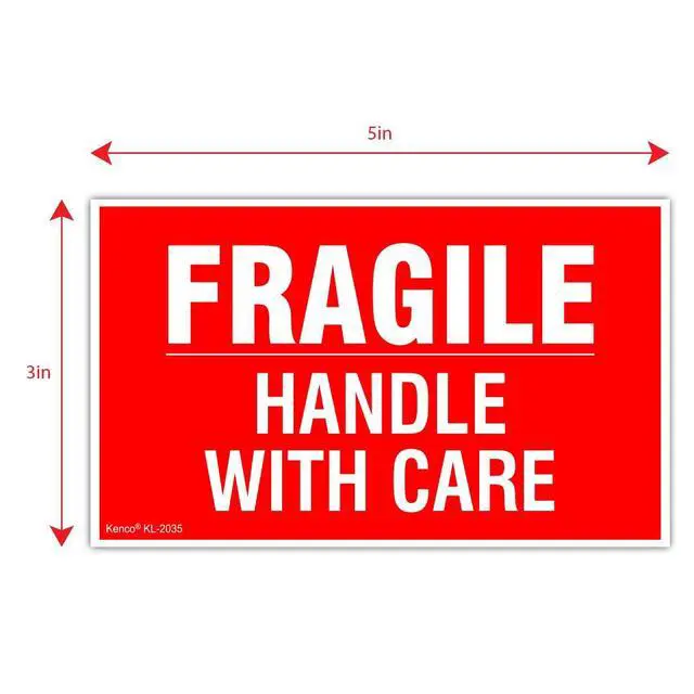 Alt view image 3 of 5 - 3" X 5" Fragile Handle with Care Warning Stickers for Shipping and Packing- 500 Permanent Adhesive Labels Per Roll (10 Pack)