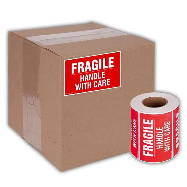 Alt view image 5 of 5 - 3" X 5" Fragile Handle with Care Warning Stickers for Shipping and Packing- 500 Permanent Adhesive Labels Per Roll (10 Pack)