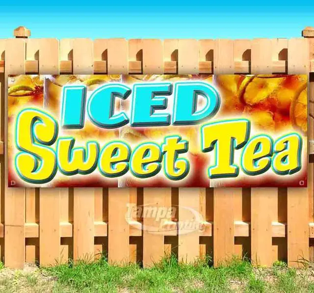 Main image of Iced Sweet Tea Banner 13 oz | Non-Fabric | Heavy-Duty Vinyl Single-Sided with Metal Grommets