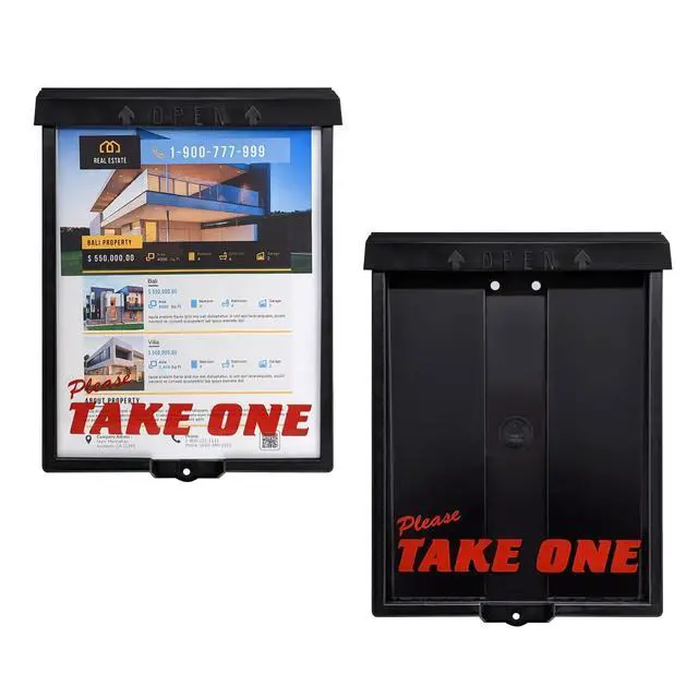 Alt view image 5 of 7 - Outdoor Real Estate Brochure Flyer Box with Snap Shut Lid, Take One Document Holder, 100 - 8.5 x 11 Documents, Flyers, Literature, Notice and Other Outdoor Marketing Needs