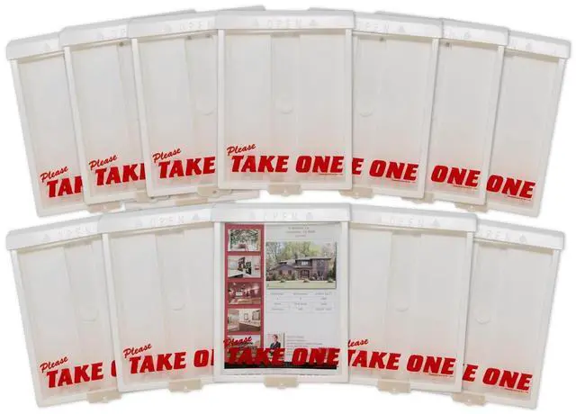 Main image of Outdoor Real Estate Brochure Flyer Box with Snap Shut Lid, Take One Document Holder, 100 - 8.5 x 11 Documents, Flyers, Literature, Notice and Other Outdoor Marketing Needs