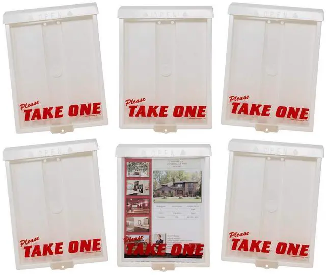 Main image of Outdoor Real Estate Brochure Flyer Box with Snap Shut Lid, Take One Document Holder, 100 - 8.5 x 11 Documents, Flyers, Literature, Notice and Other Outdoor Marketing Needs