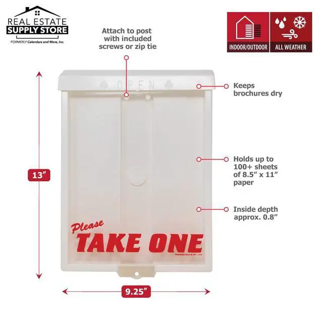 Alt view image 2 of 7 - Outdoor Real Estate Brochure Flyer Box with Snap Shut Lid, Take One Document Holder, 100 - 8.5 x 11 Documents, Flyers, Literature, Notice and Other Outdoor Marketing Needs