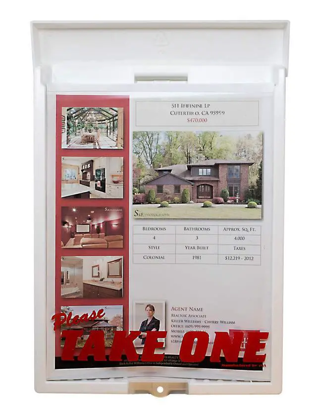 Alt view image 7 of 7 - Outdoor Real Estate Brochure Flyer Box with Snap Shut Lid, Take One Document Holder, 100 - 8.5 x 11 Documents, Flyers, Literature, Notice and Other Outdoor Marketing Needs