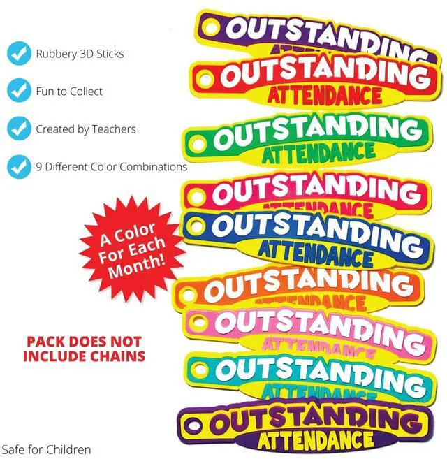 Alt view image 2 of 4 - Brag Sticks Outstanding Attendance Value Pack: Wearable Incentives to Increase Student Attendance 225 Sticks (25 Sticks for Each Design)