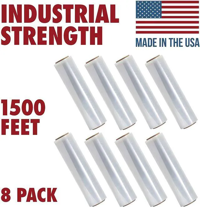 Alt view image 2 of 7 - 18 Inch X 1500 feet Tough Pallet Shrink Wrap, 80 Gauge Industrial Strength, Commercial Grade Strength Film, Moving & Packing Wrap, for Furniture, Boxes, Pallets (8-Pack)