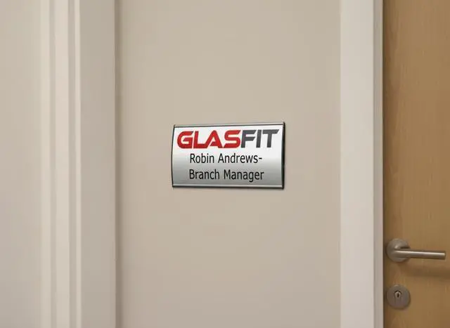 Alt view image 3 of 5 - SET OF 10, OFFICE SIGN HOLDER FOR DOOR OR WALL MOUNT NAME PLATE FRAME DISPLAY CURVATURE PLAQUE SILVER ALUMINUM, 6.00" W x 2.36" H