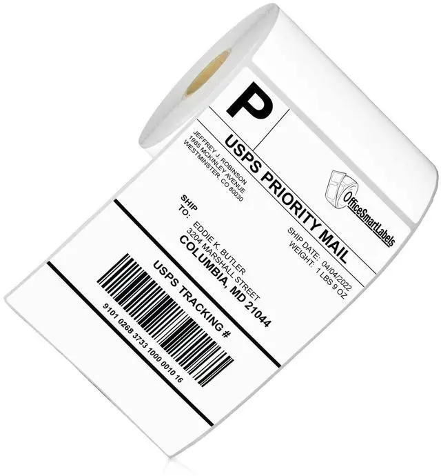 Main image of 4" x 6" Removable Direct Thermal Labels - Compatible with Rollo & Zebra Desktop Printers and More 1 Core; Perforated, Water & Oil Resistant (10 Rolls, 2500 Labels)