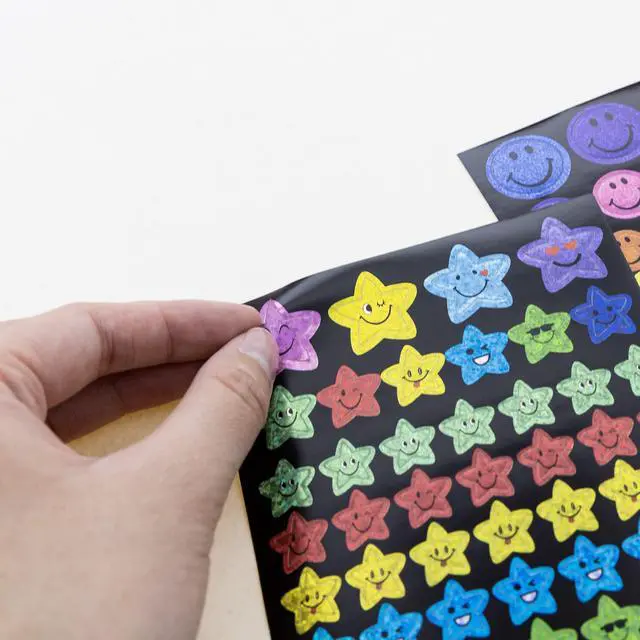 Alt view image 4 of 7 - Holographic Reward Stickers, 144 Ct, 288-Case | stars and smiley faces, Self-adhesive for charts, crafts, notes