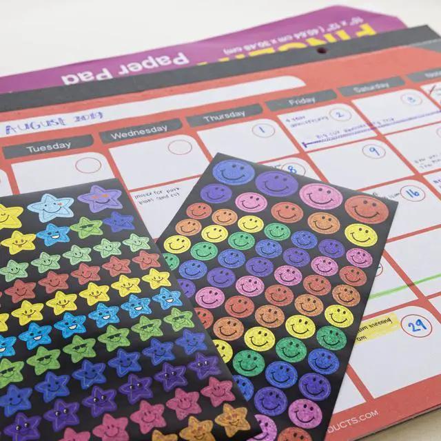 Alt view image 5 of 7 - Holographic Reward Stickers, 144 Ct, 288-Case | stars and smiley faces, Self-adhesive for charts, crafts, notes