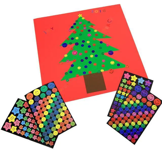 Alt view image 7 of 7 - Holographic Reward Stickers, 144 Ct, 288-Case | stars and smiley faces, Self-adhesive for charts, crafts, notes