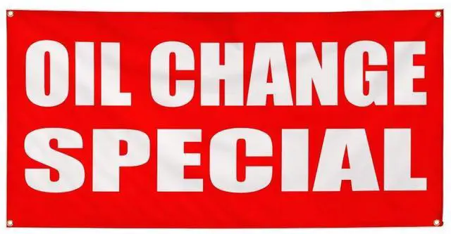 Main image of Vinyl Banner Multiple Sizes Oil Change Special Business Business Outdoor Weatherproof Industrial Yard Signs Red 10 Grommets 60x144Inches