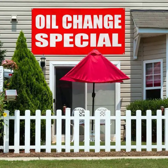 Alt view image 3 of 6 - Vinyl Banner Multiple Sizes Oil Change Special Business Business Outdoor Weatherproof Industrial Yard Signs Red 10 Grommets 60x144Inches