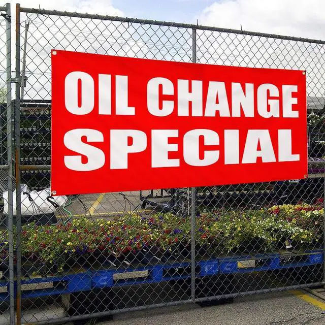 Alt view image 4 of 6 - Vinyl Banner Multiple Sizes Oil Change Special Business Business Outdoor Weatherproof Industrial Yard Signs Red 10 Grommets 60x144Inches