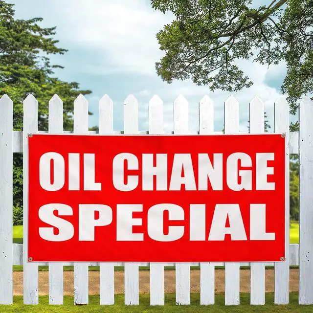 Alt view image 5 of 6 - Vinyl Banner Multiple Sizes Oil Change Special Business Business Outdoor Weatherproof Industrial Yard Signs Red 10 Grommets 60x144Inches