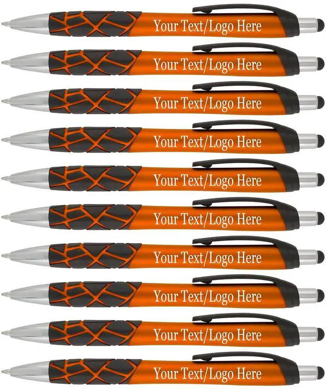 Main image of Personalized Pens With your Custom Logo or Text-200 Pack Bulk-for Businesses, Parties, and Events, 2 in 1 Capacitive Stylus & Ballpoint Pen compatible with most touchscreen Devices, Orange