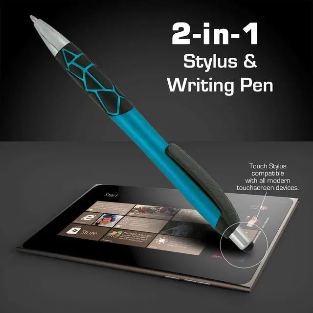 Alt view image 3 of 4 - Personalized Pens With your Custom Logo or Text-200 Pack Bulk-for Businesses, Parties, and Events, 2 in 1 Capacitive Stylus & Ballpoint Pen compatible with most touchscreen Devices, L'Blue