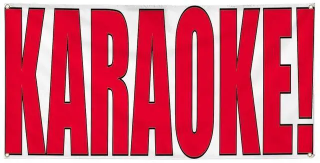 Main image of Vinyl Banner Multiple Sizes Karaoke! Outdoor Advertising Printing Lifestyle Outdoor Weatherproof Industrial Yard Signs Red 10 Grommets 60x144Inches