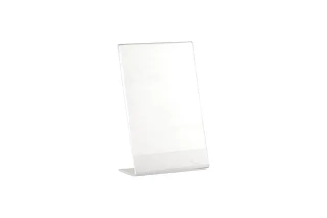 Alt view image 6 of 6 - Clear Acrylic Sign Holder 4 x 6 - Clear Slanted Sign Holder - Premium Acrylic Sign Holder for Office, Retail, Tradeshow and Home Use (100)