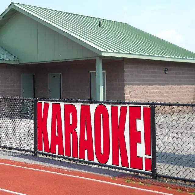 Alt view image 5 of 6 - Vinyl Banner Multiple Sizes Karaoke! Outdoor Advertising Printing Lifestyle Outdoor Weatherproof Industrial Yard Signs Red 10 Grommets 60x144Inches