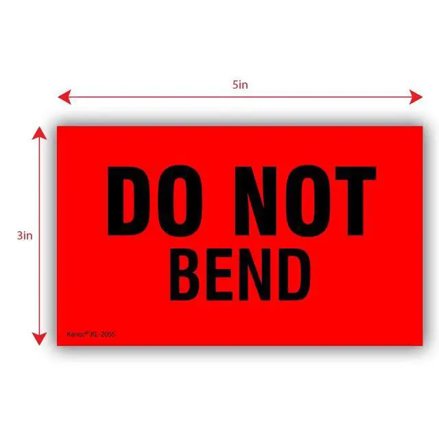 Alt view image 3 of 5 - 3" X 5" Do not Bend Fluorescent Shipping Label Stickers for Shipping and Packing - 500 Adhesive Labels Per Roll (10 Pack)