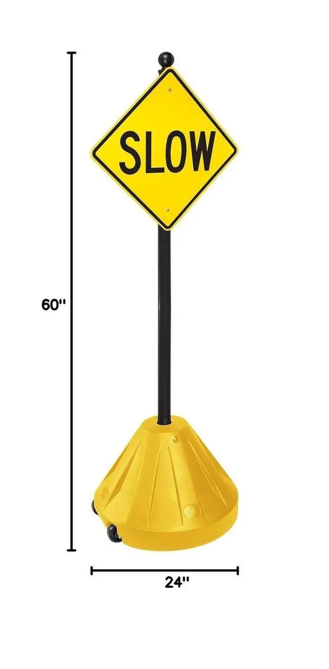 Alt view image 5 of 5 - Tip-n-Roll XL Portable Pole3 Sign Holder with Pole, 24" Wheeled Base 16" tall Sign | Yellow base, 72 Pole (XL-PP3-72-Y)