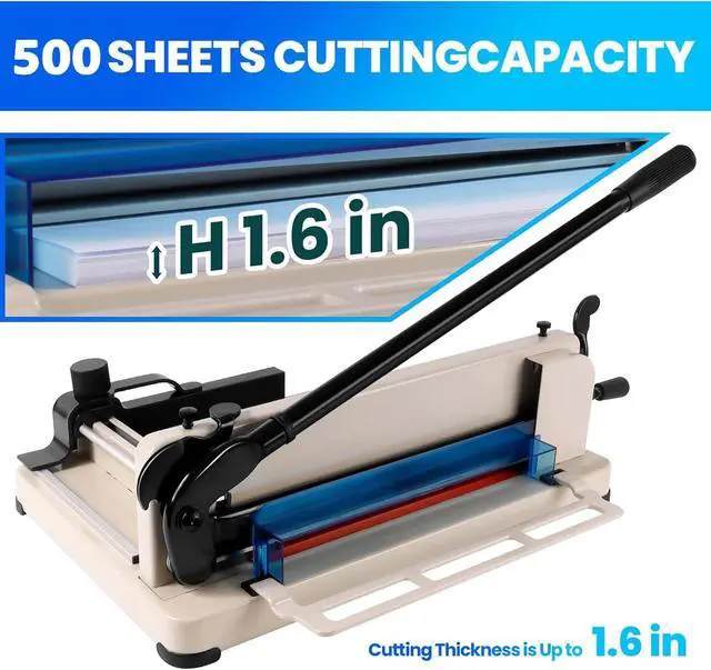 Alt view image 2 of 7 - Paper Cutter Heavy Duty, 12 inch A4 Guillotine Paper Cutter, 500 Sheet Solid Capacity Steel Structure Paper Trimmer, Double Safety Protection for Cutting Paper, Leather, Cardboard, Polyester