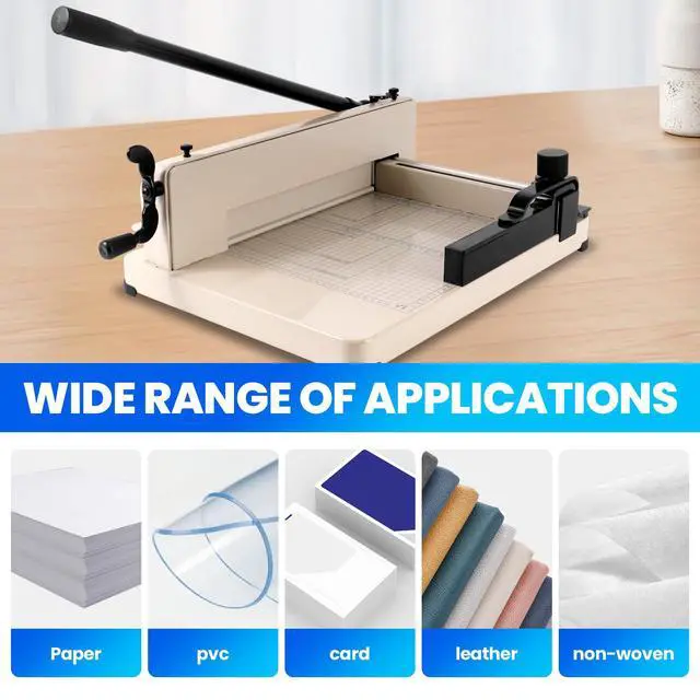 Alt view image 6 of 7 - Paper Cutter Heavy Duty, 12 inch A4 Guillotine Paper Cutter, 500 Sheet Solid Capacity Steel Structure Paper Trimmer, Double Safety Protection for Cutting Paper, Leather, Cardboard, Polyester