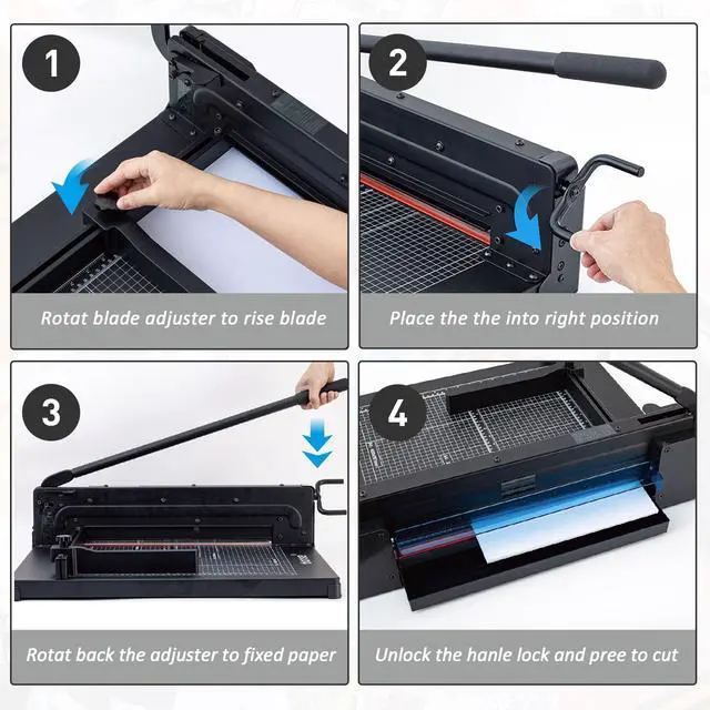 Alt view image 3 of 6 - Heavy Duty Guillotine Paper Cutter A4 12" Guillotine Paper Cutter 400 Sheet Capacity Solid Steel Construction with Double Safety Protection Perfect for Trimming Paper Cardstock Matboard Black