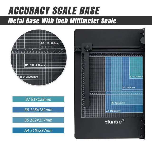 Alt view image 4 of 6 - Heavy Duty Guillotine Paper Cutter A4 12" Guillotine Paper Cutter 400 Sheet Capacity Solid Steel Construction with Double Safety Protection Perfect for Trimming Paper Cardstock Matboard Black