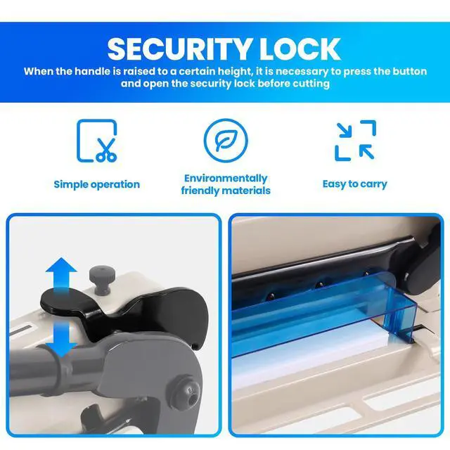 Alt view image 4 of 7 - Paper Cutter Heavy Duty, 12 inch A4 Guillotine Paper Cutter, 500 Sheet Solid Capacity Steel Structure Paper Trimmer, Double Safety Protection for Cutting Paper, Leather, Cardboard, Polyester