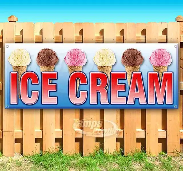 Main image of Ice Cream Banner 13 oz | Non-Fabric | Heavy-Duty Vinyl Single-Sided with Metal Grommets