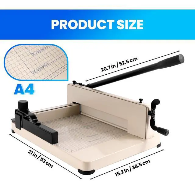 Alt view image 7 of 7 - Paper Cutter Heavy Duty, 12 inch A4 Guillotine Paper Cutter, 500 Sheet Solid Capacity Steel Structure Paper Trimmer, Double Safety Protection for Cutting Paper, Leather, Cardboard, Polyester