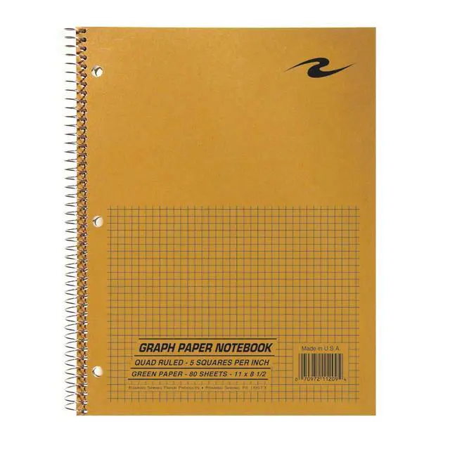 Alt view image 2 of 7 - Graph Paper Notebook, Spiral Lab Notebook, 24 Pack, Green Tinted Paper, 80 Sheets, 11" x 8.5", Quad Ruled 5x5 Grid, Made in USA, Ideal for Math, Engineering & Science