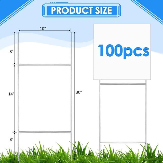 Alt view image 2 of 7 - 100 Pcs H Stakes for Yard Signs 30'' x 10'' Metal Heavy Duty H Frame Wire Stakes Weatherproof Metal Holder for 250 Anniversary USA 4mm 5mm Corrugated Signs Board Guidepost Yard Decor