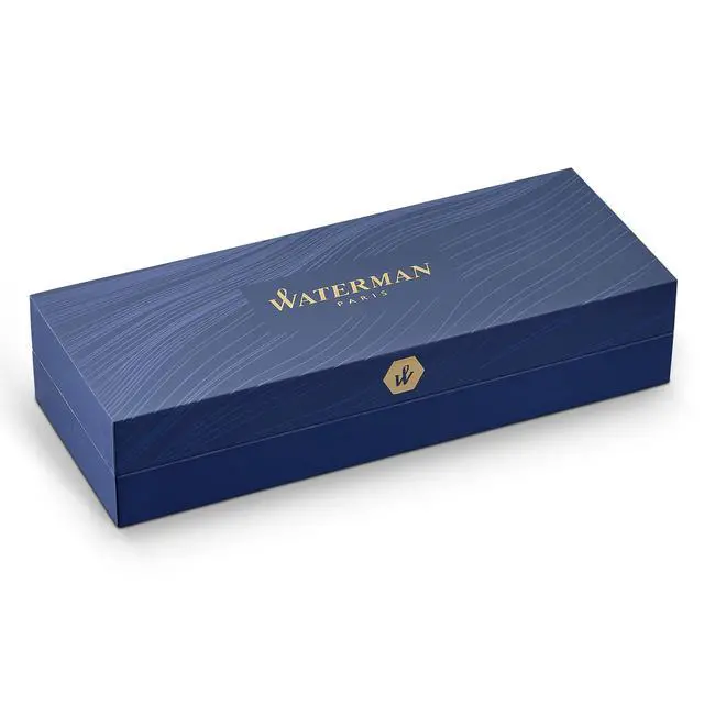 Alt view image 5 of 7 - Carène Black Sea Fountain Pen | High-Gloss Black & 23k Gold Clip | Fine Nib with Blue Ink Cartridge | Gift Box