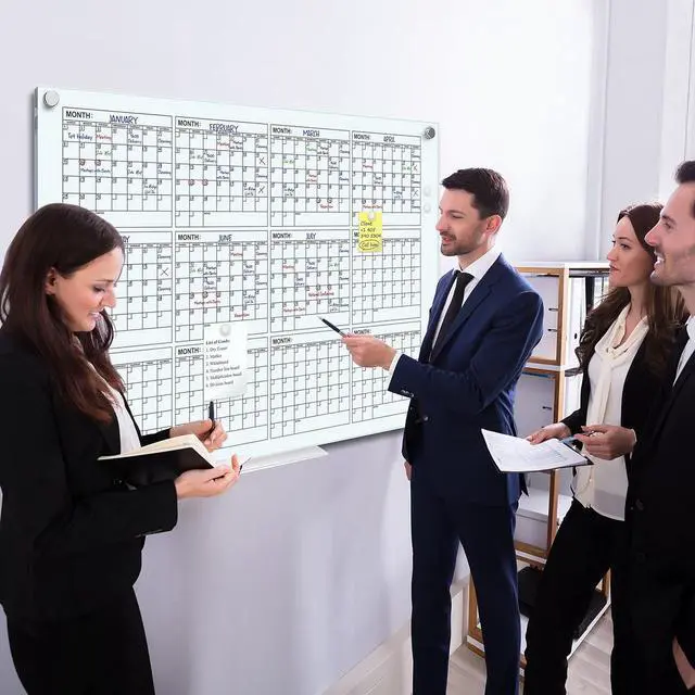 Alt view image 5 of 7 - Magnetic 34x46 Glass Whiteboard Calendar Yearly Dry Erase Planner for Wall Large Glass Whiteboard Calendars for Home and Office