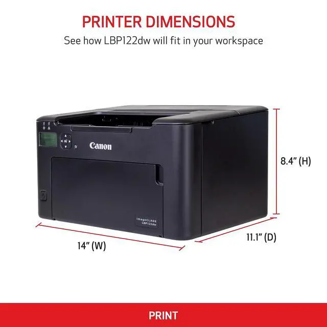 Alt view image 2 of 7 - imageCLASS LBP122dw - Monochrome Duplex Wireless Laser Printer, Single Function, Home Office, Mobile Ready, 30 PPM, Black