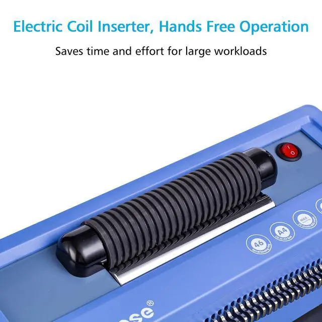 Alt view image 2 of 7 - Spiral Coil Binding Machine, Manual Book Maker Punch Binder with Electric Coil Inserter, Disengaging pins, Adjustable Side Margin, Comes with 100pcs 5/16'' Plastic Coil Binding Spines & Plier