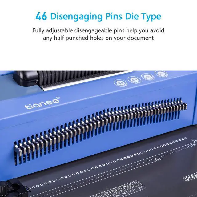 Alt view image 3 of 7 - Spiral Coil Binding Machine, Manual Book Maker Punch Binder with Electric Coil Inserter, Disengaging pins, Adjustable Side Margin, Comes with 100pcs 5/16'' Plastic Coil Binding Spines & Plier